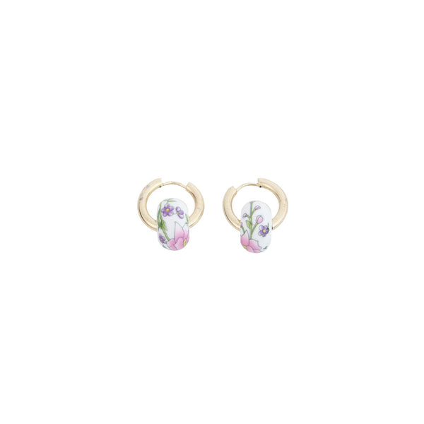 Floral Bead Gold Hoop Earrings