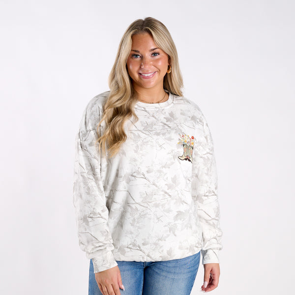 Floral Cowboy Boots Crewneck Sweatshirt