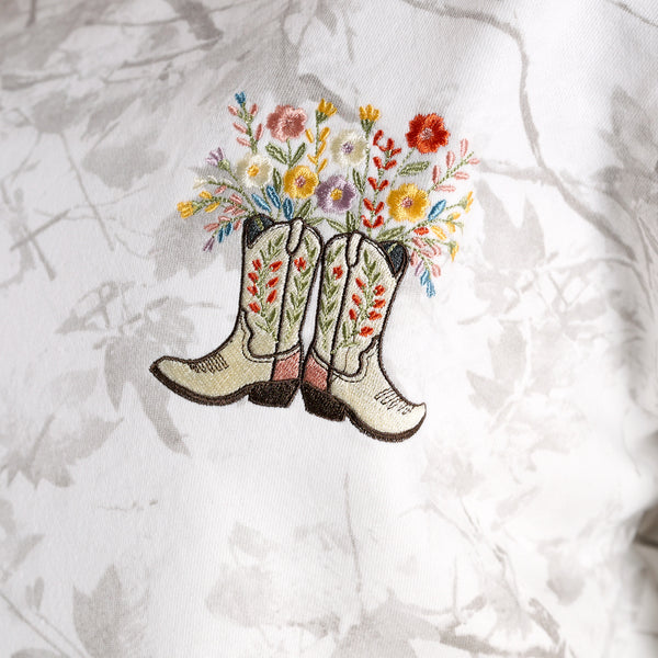 Floral Cowboy Boots Crewneck Sweatshirt