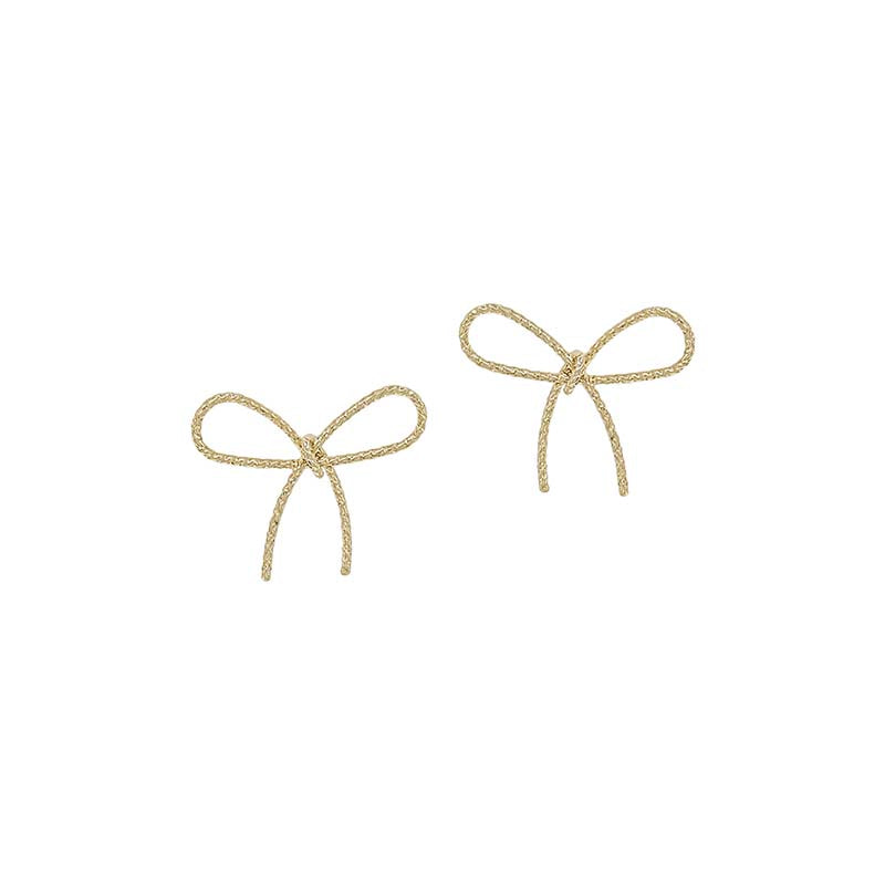 Wire Medium Gold Bow Earrings