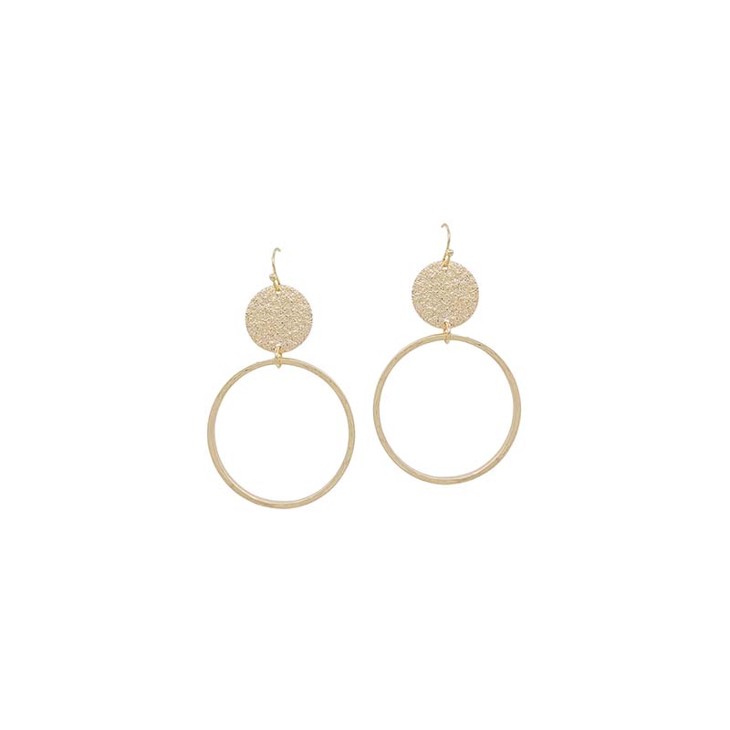 Gold Coin and Circle Earrings