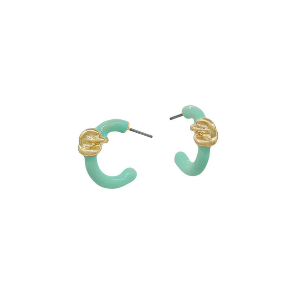 Mint Twisted Knot Enamel Hoop Earrings