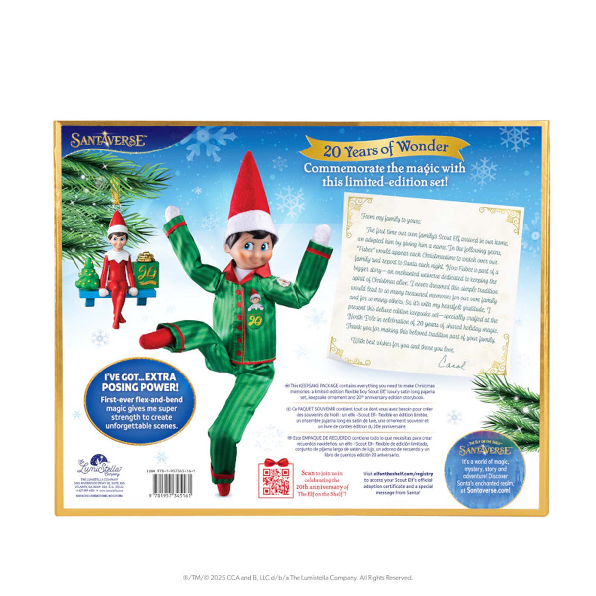 Elf on the Shelf figure with packaging details on a white background
