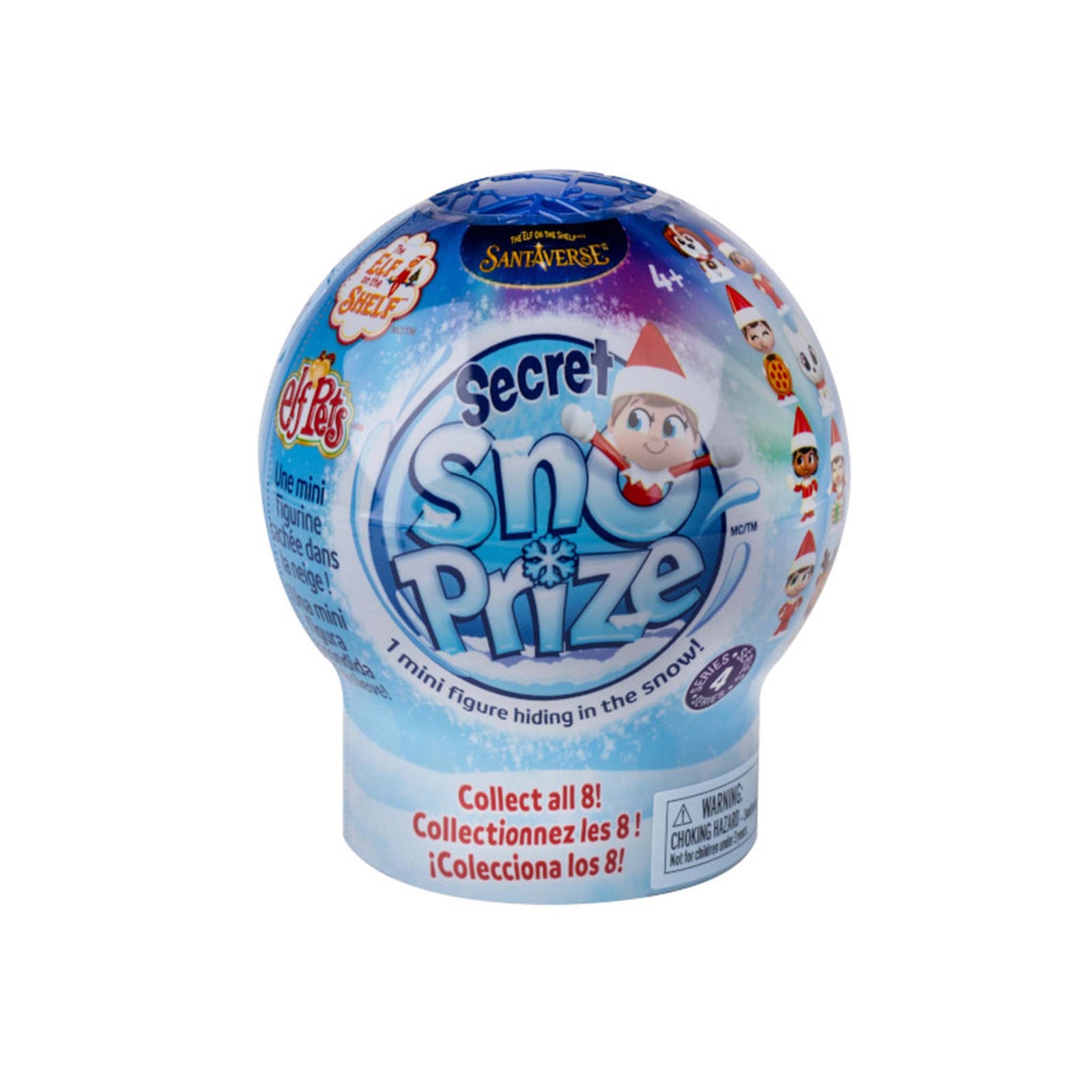 Secret Snow Prize toy packaging with a snowman figure on a white background
