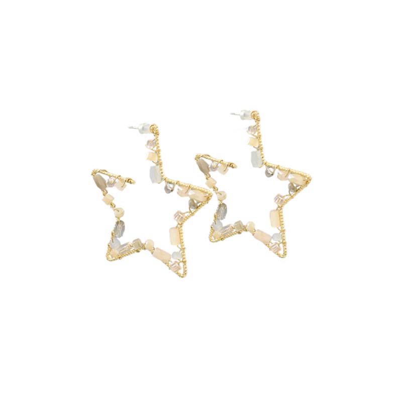Neutral 3D Star Bead Earrings