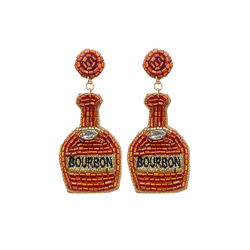 Bourbon Bottle Beaded Earrings