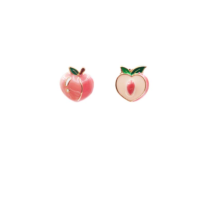 Peach Enamel Stud Earrings