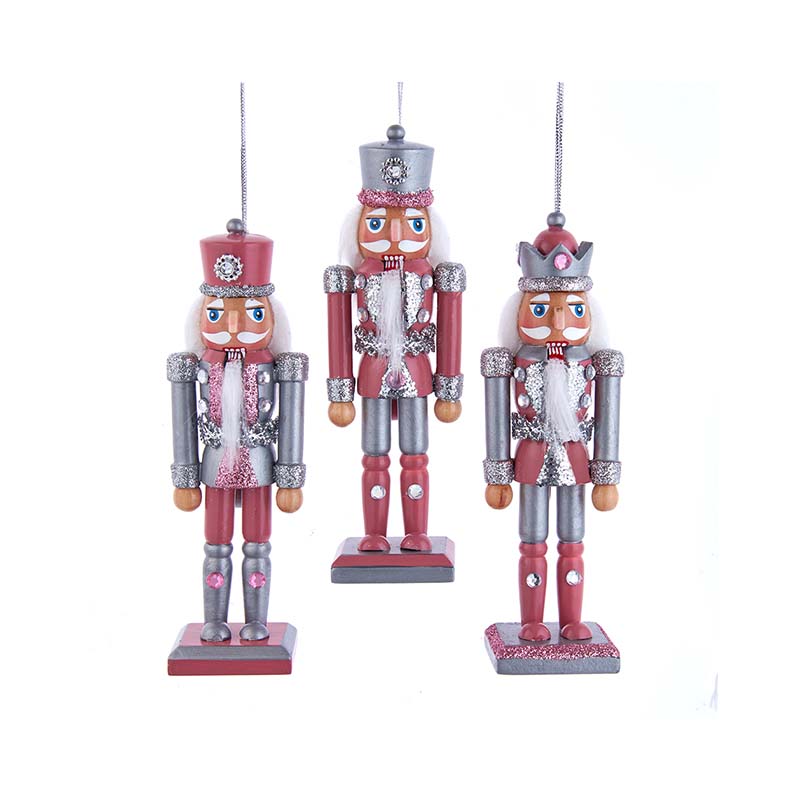 pink and pewter nutcracker ornaments