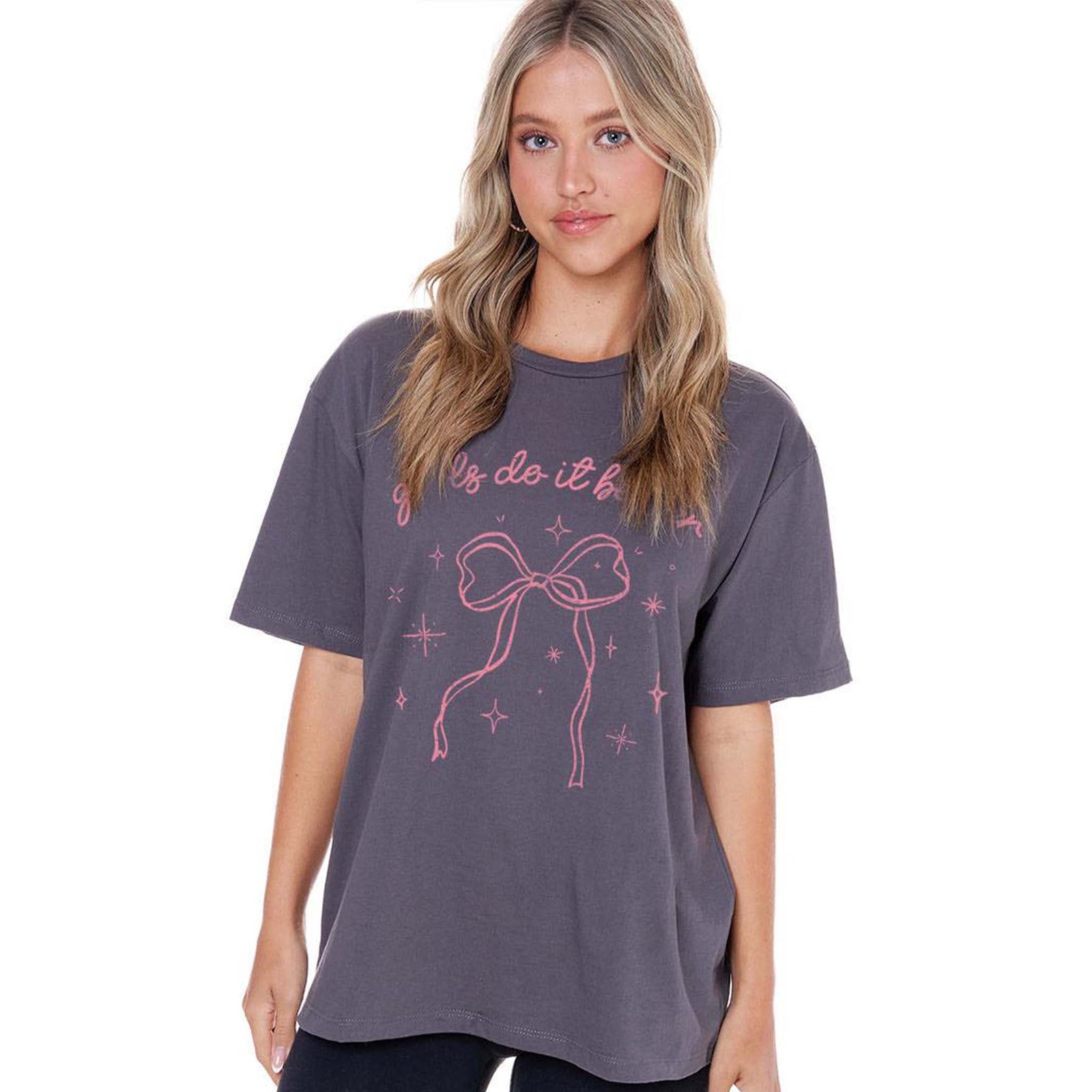 Zutter Girls Do It Better Short Sleeve T-Shirt with pink front graphic on dark grey shirt