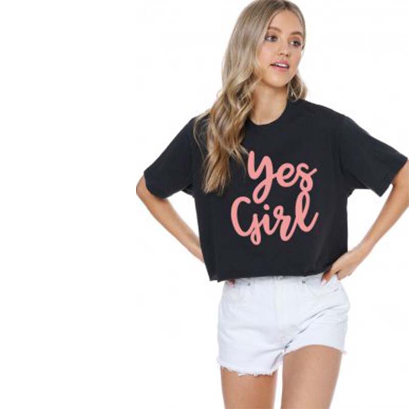 Yes Girl Puff Cropped Short Sleeve T-Shirt