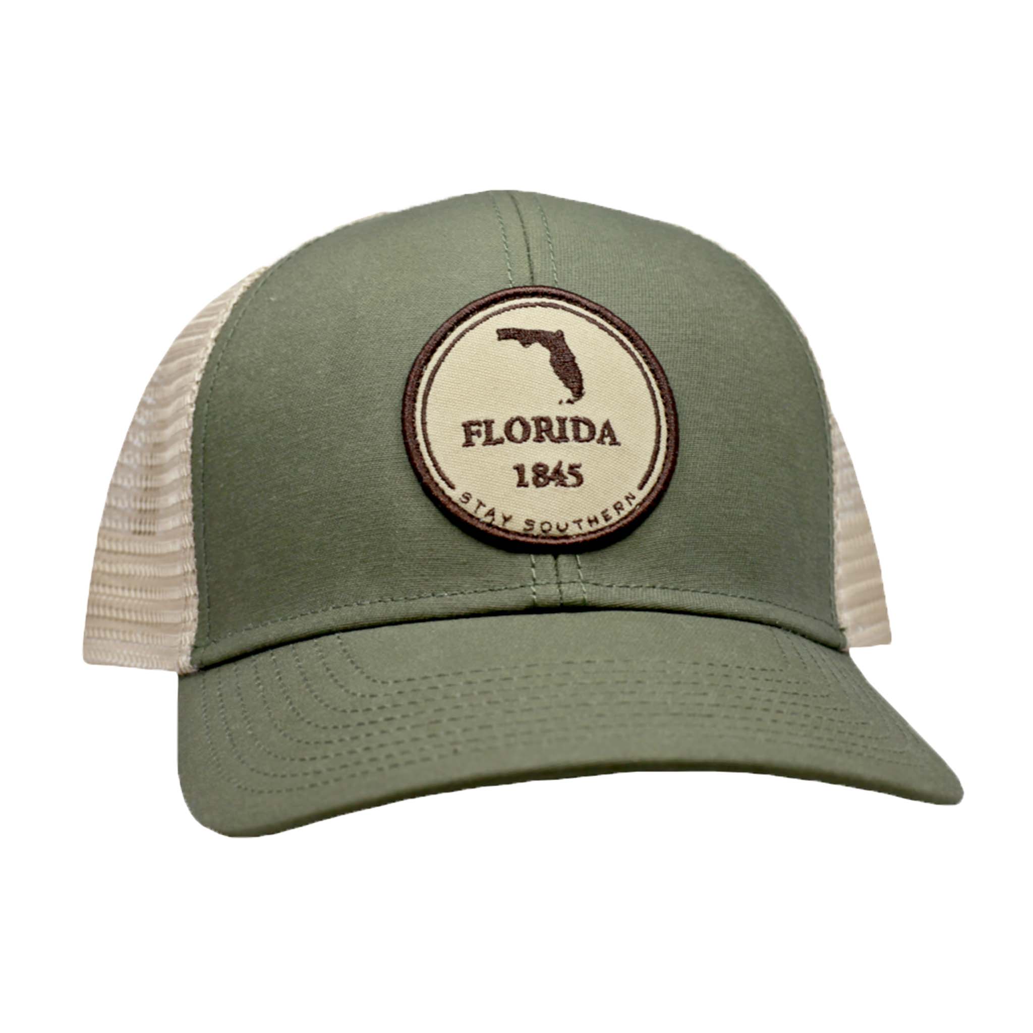 Florida Mesh Back Trucker Hat in Olive Khaki