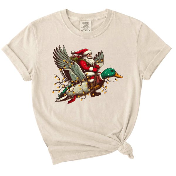 Santa Flying Duck Short Sleeve T-Shirt
