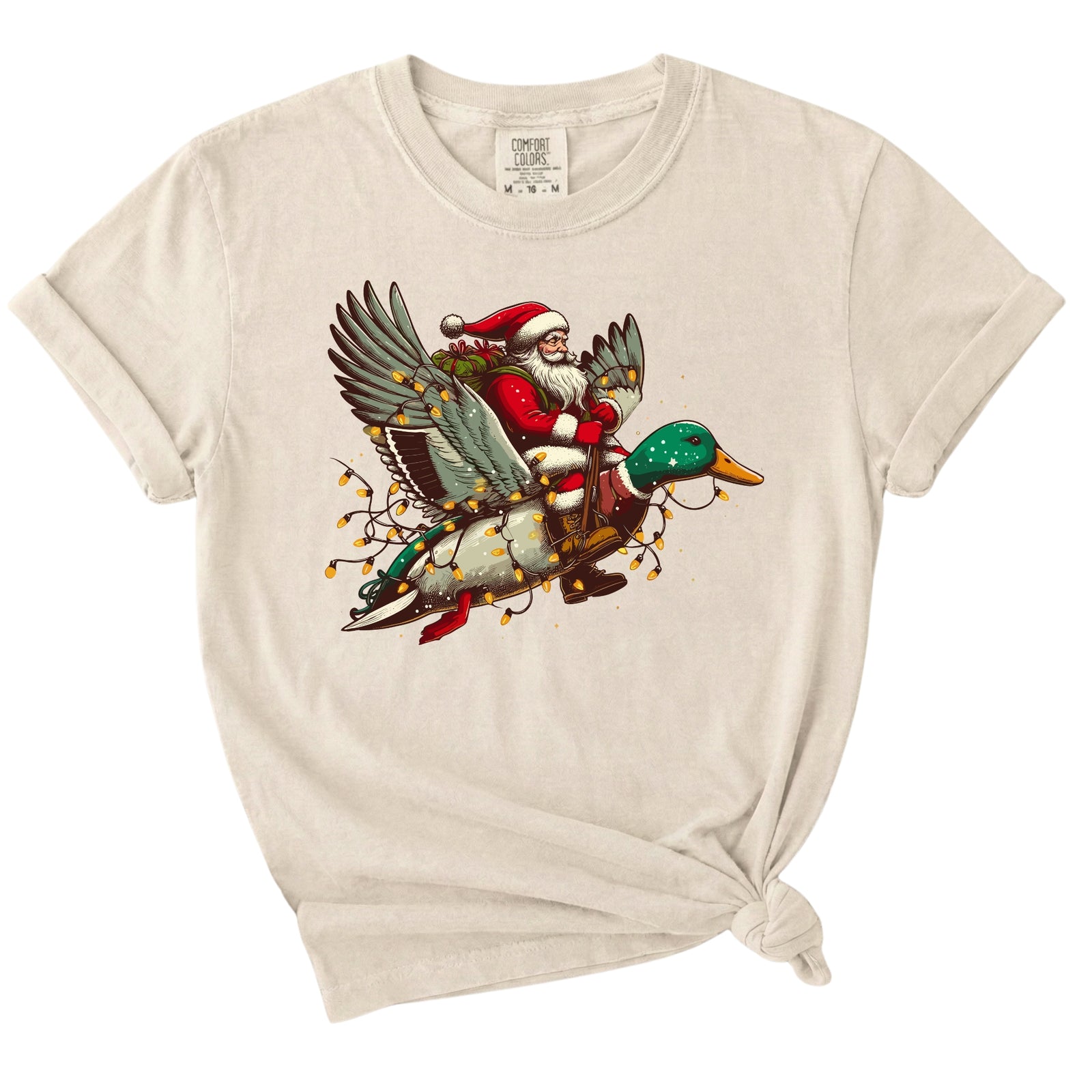 Santa Flying Duck Short Sleeve T-Shirt