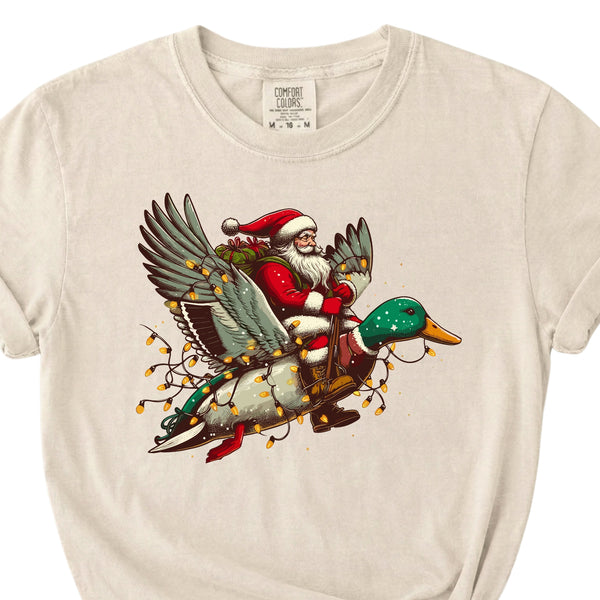 Santa Flying Duck Short Sleeve T-Shirt