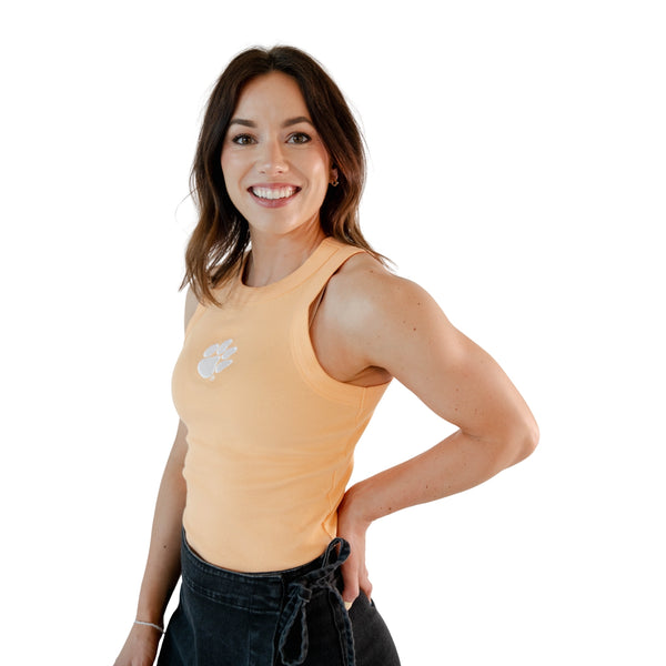 Women's Clemson Ribbed Tanktop in Sherbert