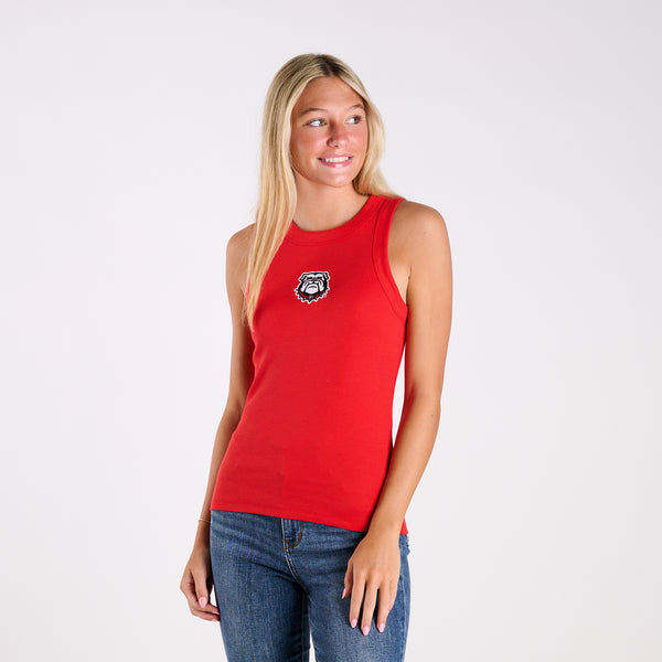 UGA Mascot Ribbed Tank Top in Red
