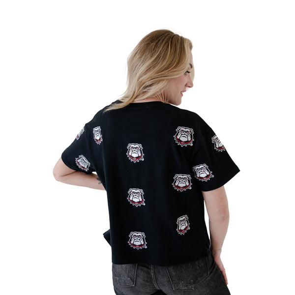 Georgia Bulldogs Allover Logo Cropped T-Shirt