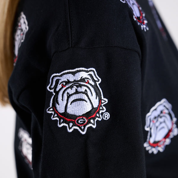 Georgia Bulldogs Allover Logo Cropped T-Shirt