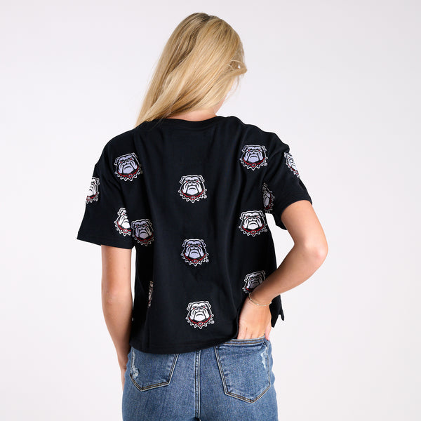 Georgia Bulldogs Allover Logo Cropped T-Shirt