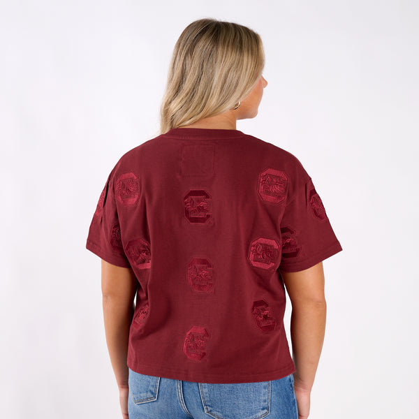 South Carolina Gamecocks Allover Logo Cropped T-Shirt