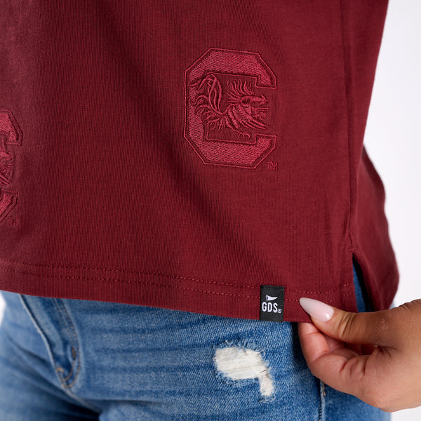 South Carolina Gamecocks Allover Logo Cropped T-Shirt