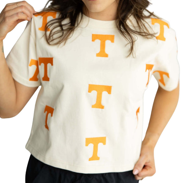 Tennessee Volunteers Allover Logo Cropped T-Shirt