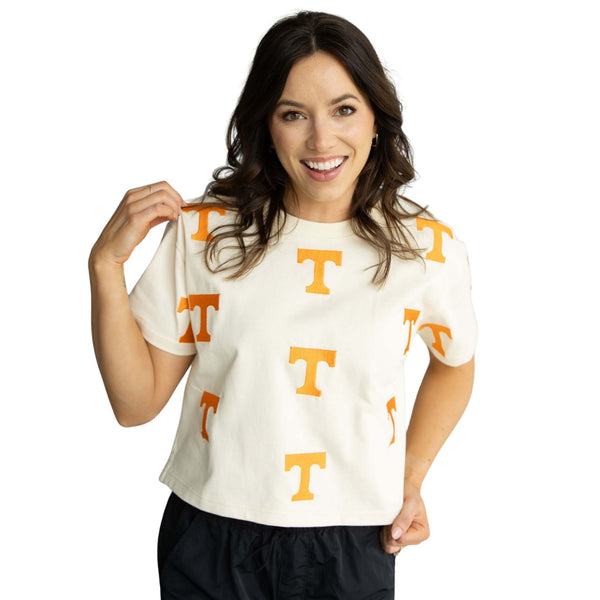 Tennessee Volunteers Allover Logo Cropped T-Shirt