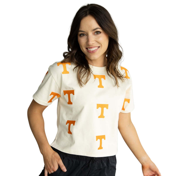 Tennessee Volunteers Allover Logo Cropped T-Shirt