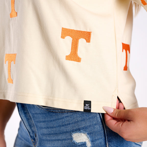 Tennessee Volunteers Allover Logo Cropped T-Shirt
