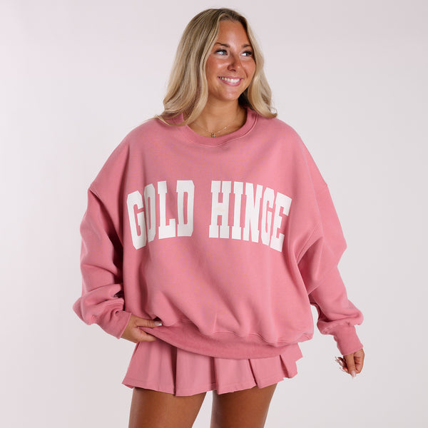 Gold Hinge Arch Crewneck Sweatshirt in Desert Rose
