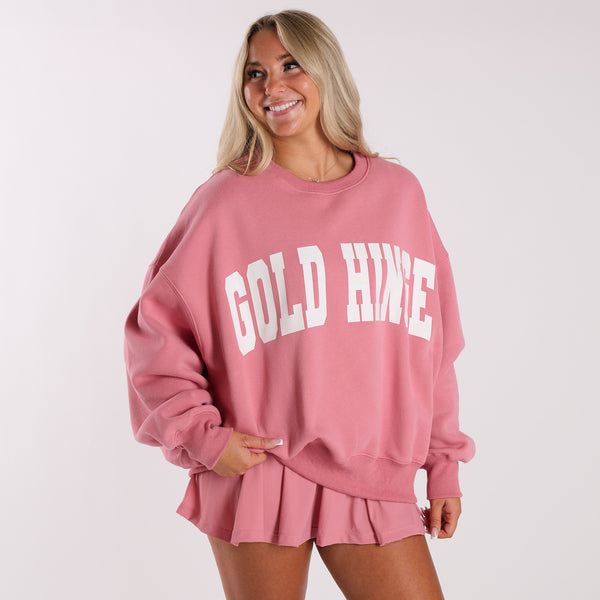Gold Hinge Arch Crewneck Sweatshirt in Desert Rose