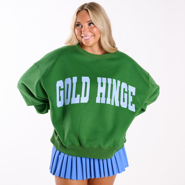 Gold Hinge Arch Crewneck Sweatshirt in Spring Green