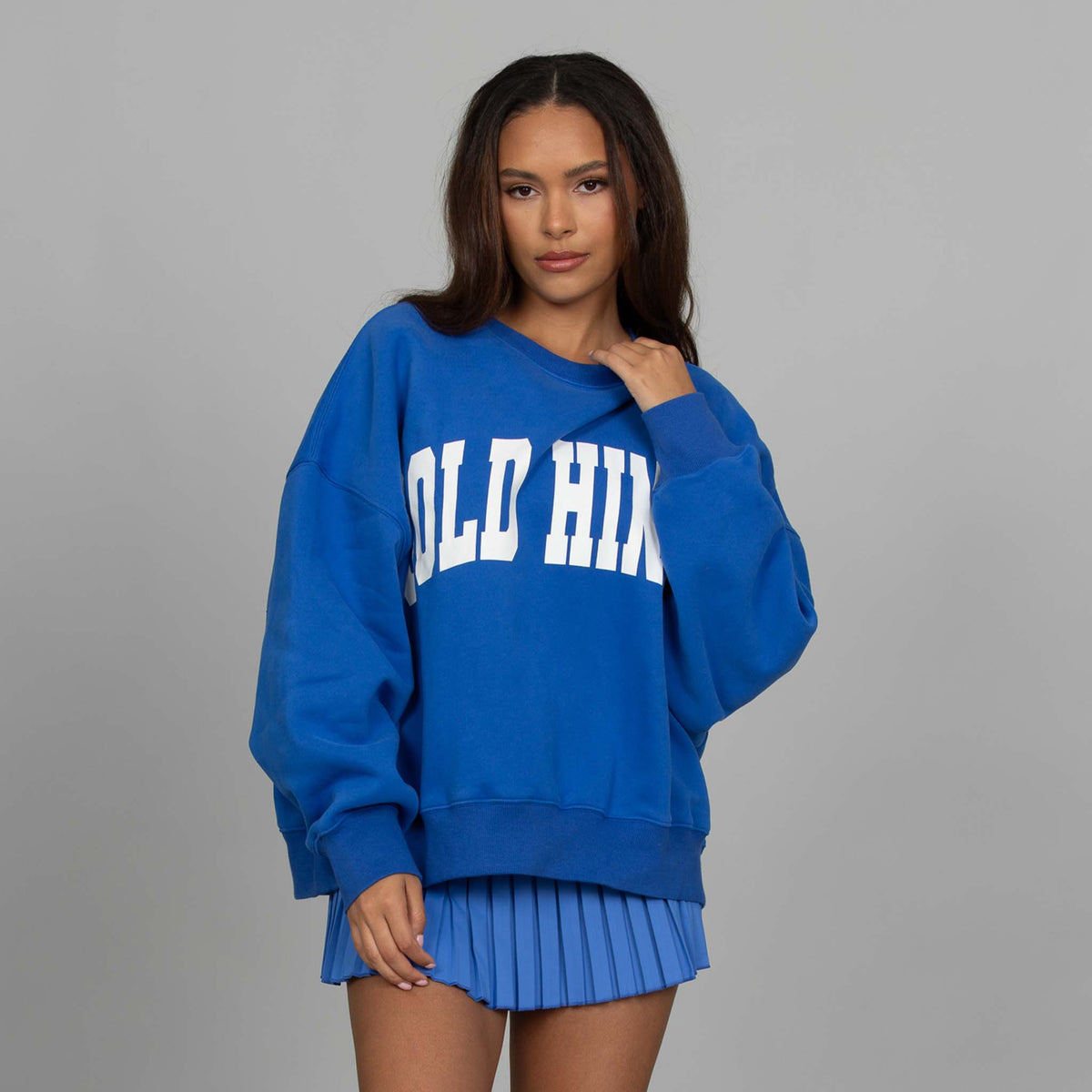 Gold Hinge Arch Crewneck Sweatshirt in Blue Jay