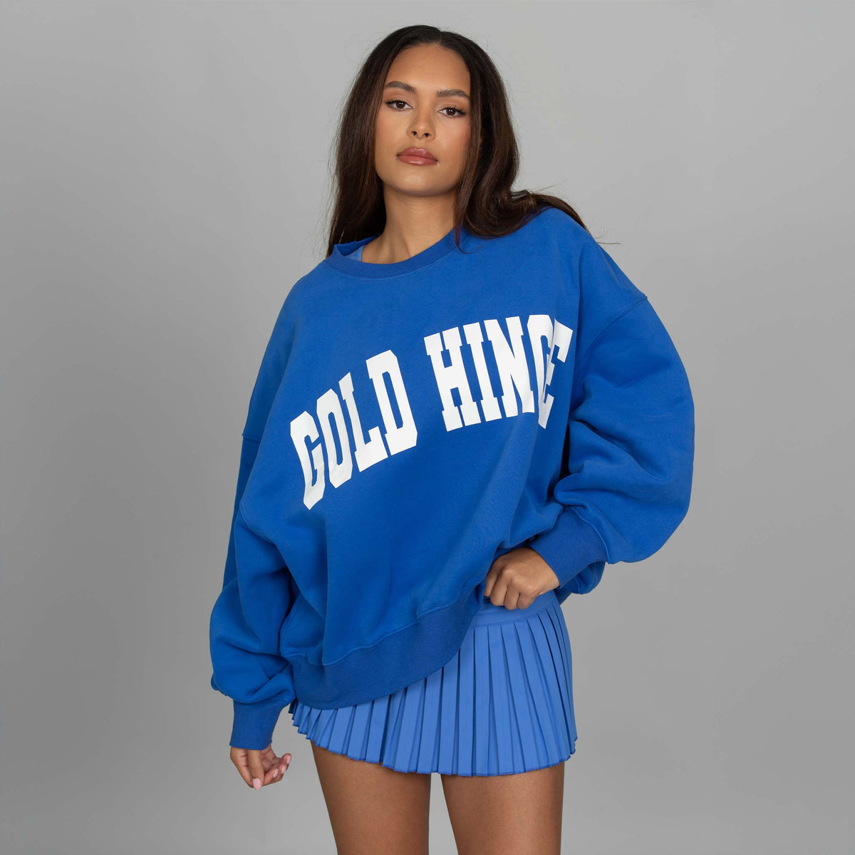 Gold Hinge Arch Crewneck Sweatshirt in Blue Jay