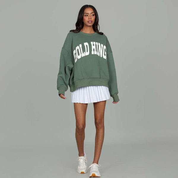 Gold Hinge Arch Crewneck Sweatshirt in Sea Spray