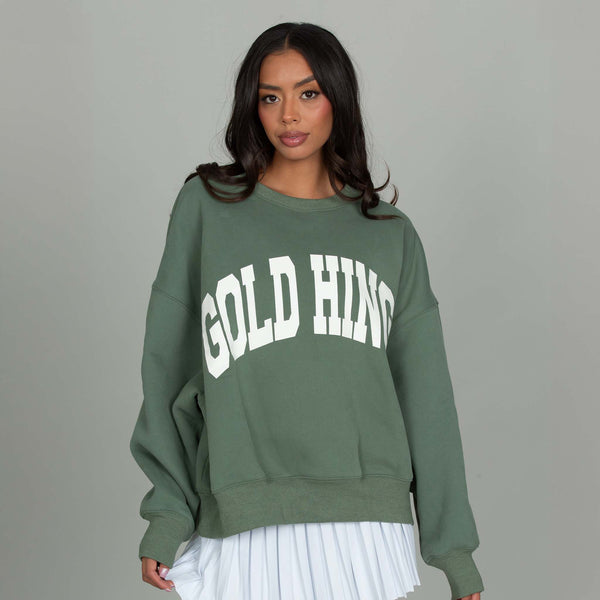 Gold Hinge Arch Crewneck Sweatshirt in Sea Spray