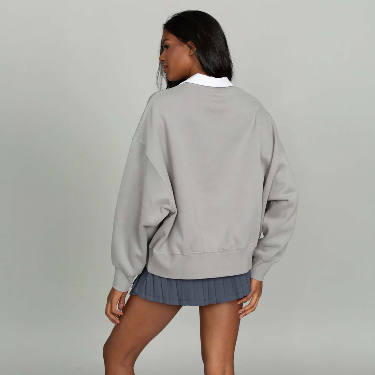 Gold Hinge Arch Crewneck in Grey