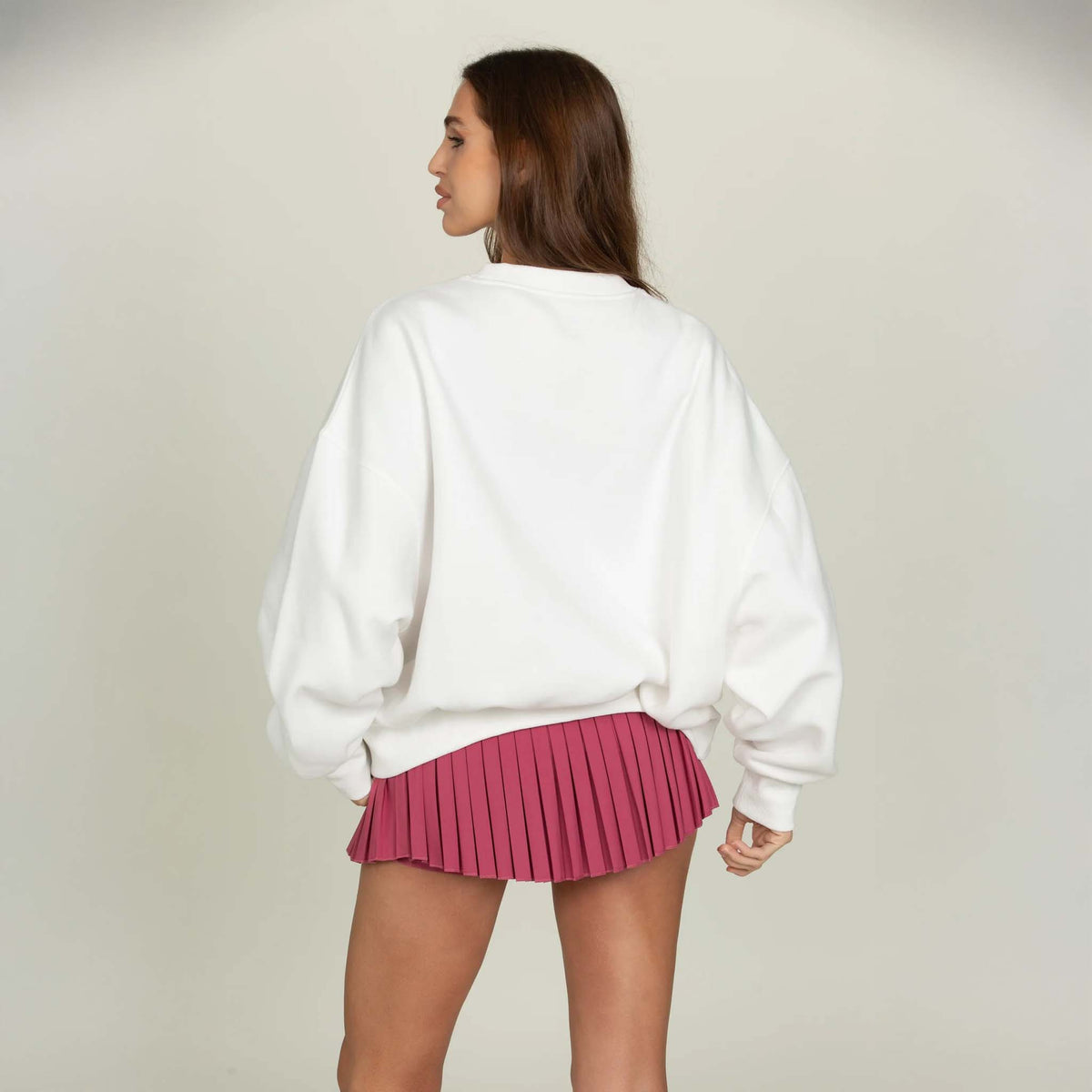Gold Hinge Arch Crewneck in White Raspberry