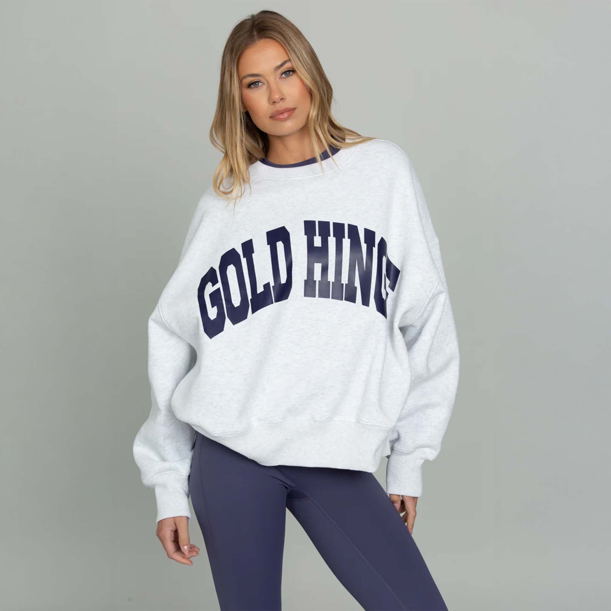 Gold Hinge Arch Crewneck Heather Indigo