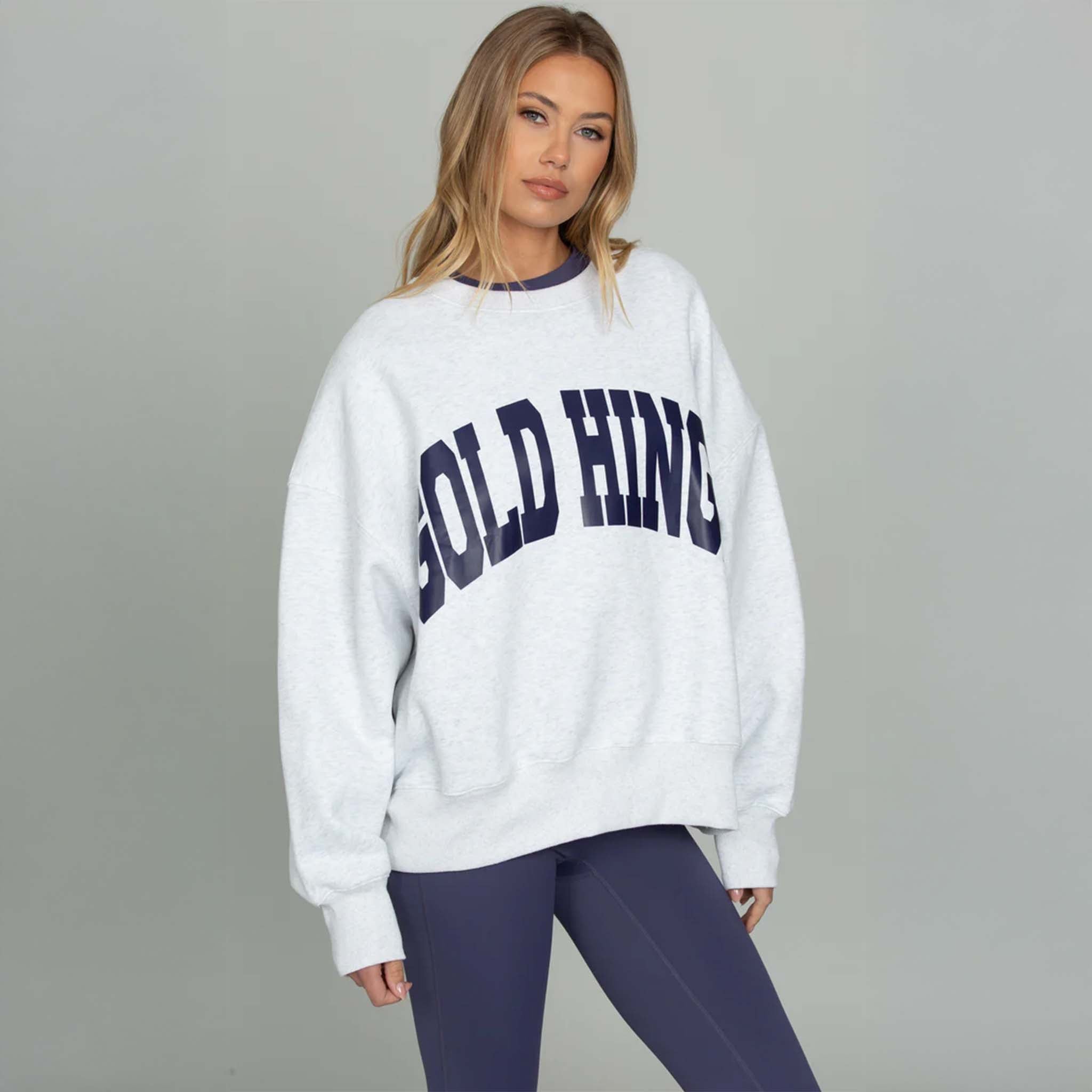 Gold Hinge Arch Crewneck Heather Indigo