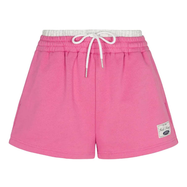 Double Waist Loose Sweat Shorts in Magenta