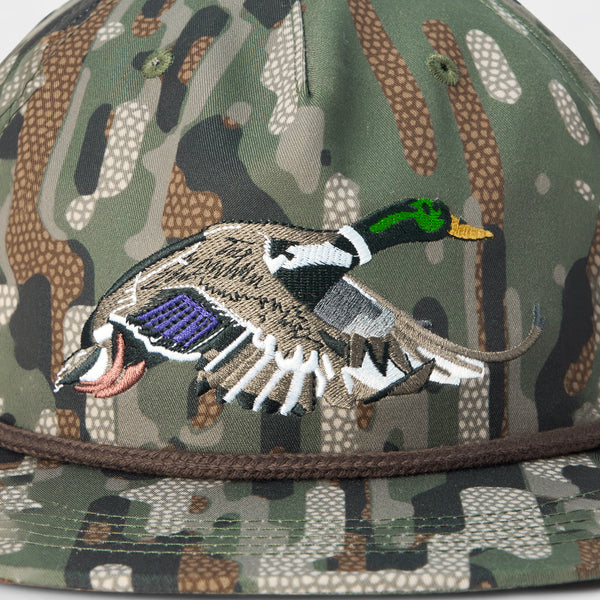 Mallard Rope Snapback in Woodland Camo