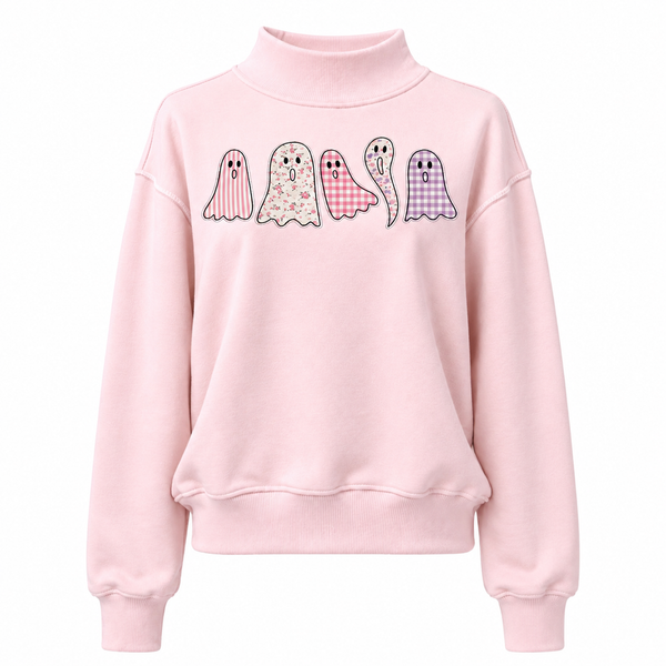 Patchwork Ghost Mockneck Sweatshirt