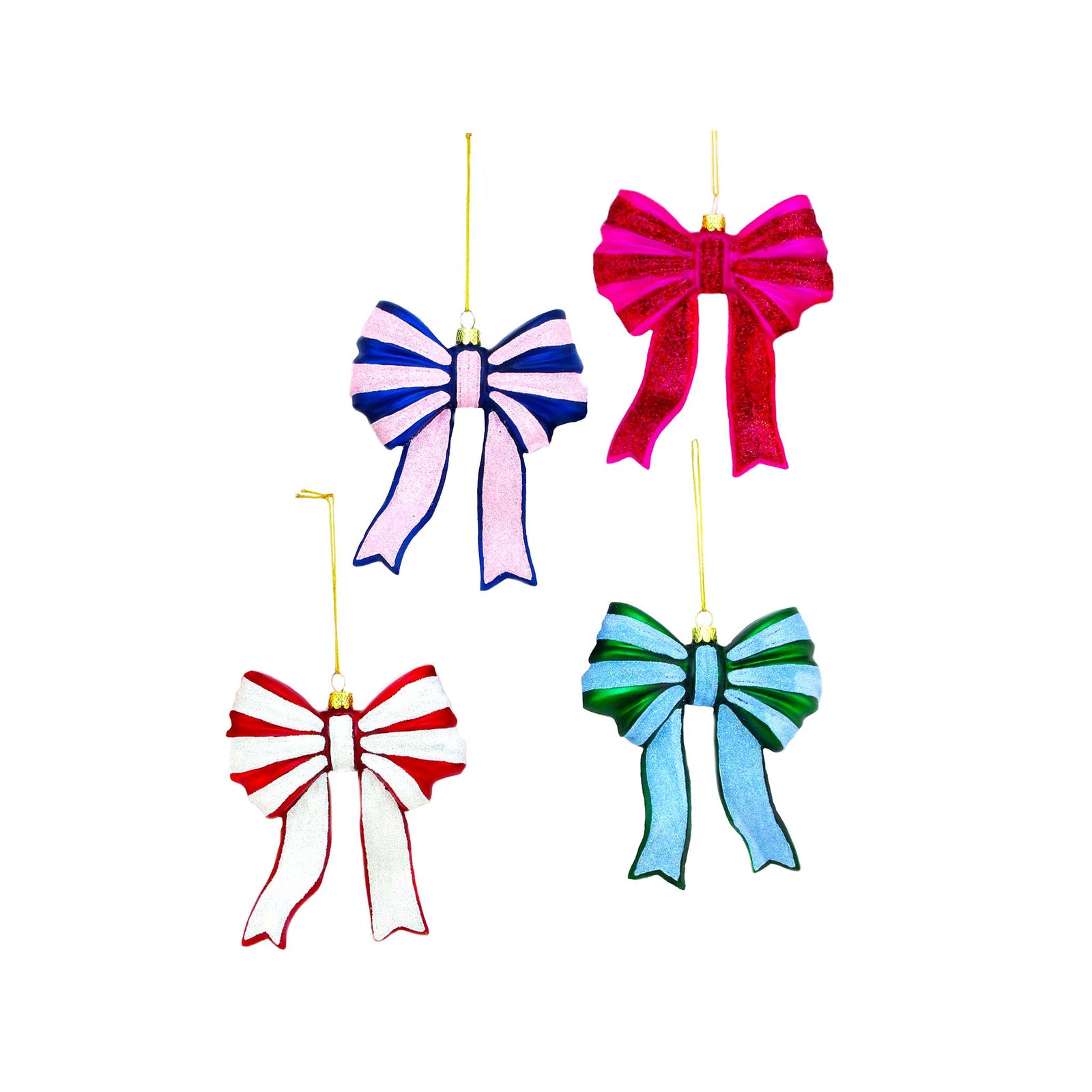 Cody Foster glittered bow ornaments in assorted colors