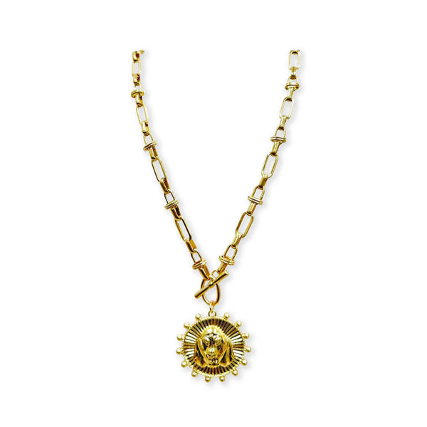 Hound Medallion Gold Necklace