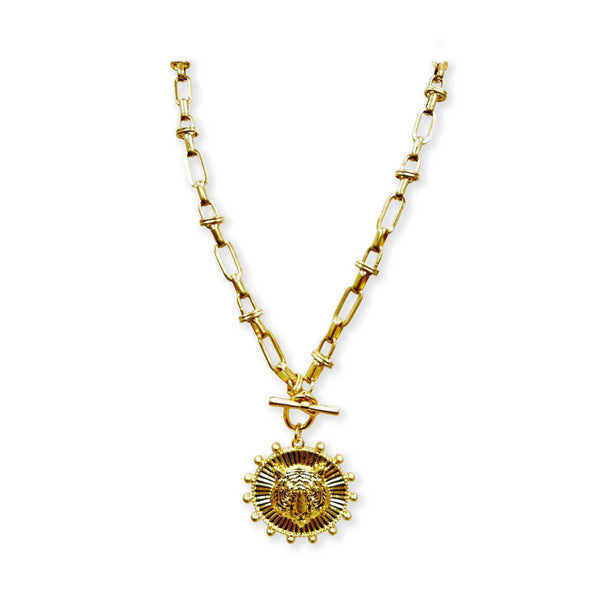 Tiger Medallion Gold Necklace