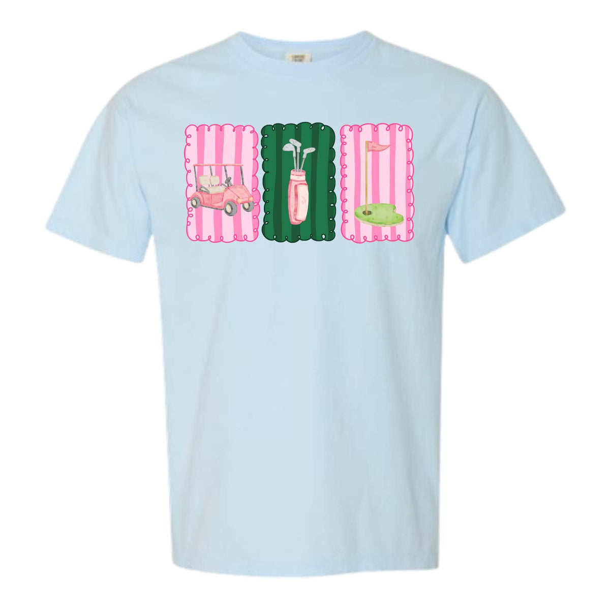 Dash Forward Golf Stamps Short Sleeve T-Shirt in chambray blue