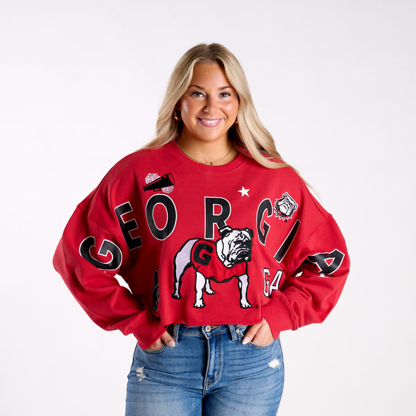 Georgia Bulldogs Vintage Collage Cropped Sweatshirt