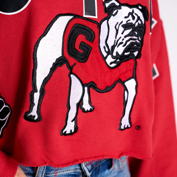 Georgia Bulldogs Vintage Collage Cropped Sweatshirt