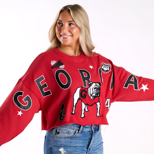 Georgia Bulldogs Vintage Collage Cropped Sweatshirt